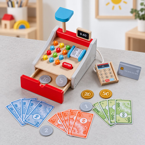 Wooden cash register shop - register,