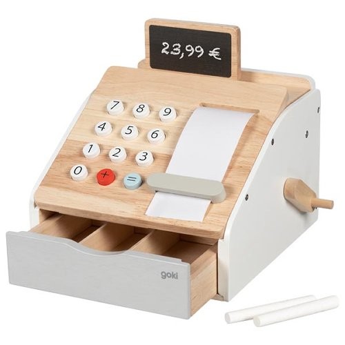 Wooden shop cash register - register, toy