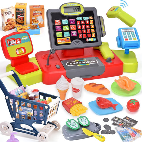 Cash register for kids pretend - cash,