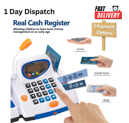 Kids cash register - cash, scanner